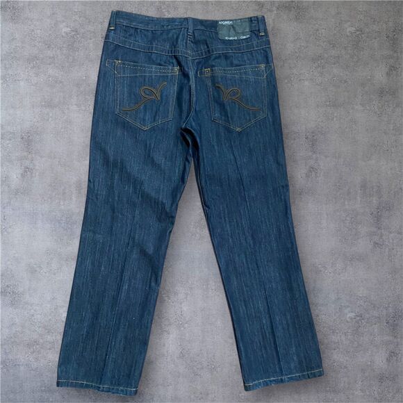 Rocawear Vintage Y2K Baggy Grunge Skater Embroidered Dark Denim Jeans 40 x 34 - Picture 1 of 10